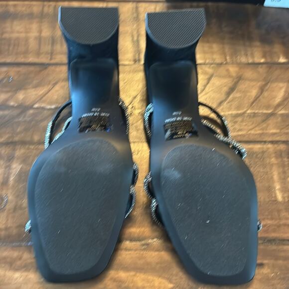 Aqua Livyr Rhinestone Embellished Slip On Strappy Heeled Sandals NEW 8.5 - Picture 10 of 11